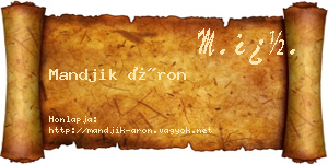 Mandjik Áron névjegykártya